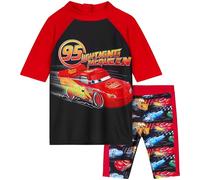 Get Trend Disney Cars Conjunto de Bañador Niño Bañador Natacion Bebe Set de Baño 2 Piezas con Camiseta y Pantalón (4-5 Años, Rojo Cars)