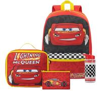 Get Trend Disney Cars Grande Mochila Infantil 4 piezas, 46 cm Mochila Escolar, Botella Agua 500 ml, Estuche Escolar y Lonchera Niño Aislante (Rojo/Amarillo Cars)
