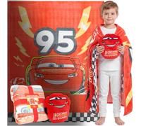 Get Trend Disney Cars Manta Sofa 130x150cm con Cojin Decorativo para Niños | Rayo Mcqueen Set de Plaid Sofa y Cojin Infantil, Brilla en la Oscuridad, Ideal para Decoración (Rojo Lightning McQueen)
