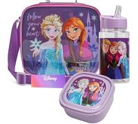Get Trend Disney Frozen Bolsa Termica Porta Alimentos con Fiambrera Infantil y Botella de Agua 400ml Set de Almuerzo Infantil 3 Piezas Regalo para Niños (Frozen)