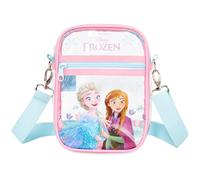 Get Trend Disney Frozen Bolso Bandolera Niña Transparente, Crossbody Bag Ajustable con Correa Regulable, Bolso para Movil con Accesorios Desmontables, Regalo Niño (Rosa/Turquesa Frozen)