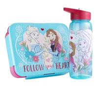 Get Trend Disney Frozen Fiambrera Niña y Botella 640 ml Set, Bento Box 1,75 L con Compartimentos, Apto Microondas y Lavavajillas, Sin BPA para Escuela y Ocio, Regalo Niña (Turquesa Frozen)