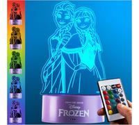 Get Trend Disney Frozen LED Lampara Noche, Alimentado por USB y Batería Lamparas de Mesa y Cabecera con 16 Colores, 4 Modos con Brillo Ajustable (Multi Frozen)