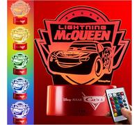 Get Trend Disney Lightning McQueen LED Lampara Noche, Alimentado por USB y Batería Lamparas de Mesa y Cabecera con 16 Colores, 4 Modos con Brillo Ajustable (Multi Cars)