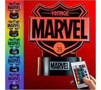 Get Trend Disney Marvel LED Lampara Noche, Alimentado por USB y Batería Lamparas de Mesa y Cabecera con 16 Colores, 4 Modos con Brillo Ajustable (Multi Marvel)