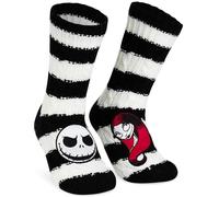 Get Trend Disney Nightmare Before Christmas Calcetines Pantuflas Mujer Adolescente Tallas 35-41, Forro Polar Calcetin Antideslizante, Acogedor Regalo Mujer (35/41 EU, Blanco/Negro NBC)