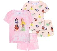 Get Trend Disney Princess Pijama Niña Verano Pijamas Adolescentes Pack de 2 Conjunto de Pijama con Manga Corta Regalos Niñas (7-8 Años, Princess Rosa)