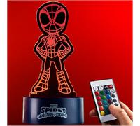 Get Trend Disney Spiderman LED Lampara Noche, Alimentado por USB y Batería Lamparas de Mesa y Cabecera con 16 Colores, 4 Modos con Brillo Ajustable (Multi Spidey)