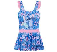 Get Trend Disney Stitch Bañador Niña Adolescente de Una Pieza Bañadores Bañador Natacion Bebe Traje de Baño con Falda para Piscina y Playa (9-10 Años, Azul Stitch)