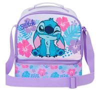 Get Trend Disney Stitch Bolsa de Almuerzo Infantil Aislada, Lunch Bag para Fiambrera con 2 Compartimentos, Asa, Correa Ajustable, Bolsa Térmica Colegio y Picnic, Regalo Niña (Morado Stitch)