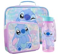 Get Trend Disney Stitch Bolsa Térmica Infantil 3 Piezas, Lunch Bag 5 L, Botella 640 ml y Bento Box 2 L con Compartimentos, Sin BPA, Set Merienda Escuela y Colegio, Regalo Niña (Turquesa/Rosa Stitch)