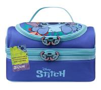 Get Trend Disney Stitch Bolsa Termica Porta Alimentos Infantil Bolso con Compartimento Comida Aperitivo para Escuela y Picnic (Azul Stitch)