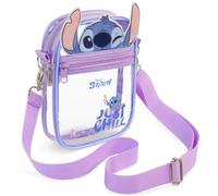 Get Trend Disney Stitch Bolso Bandolera Niña Transparente, Crossbody Bag Ajustable con Correa Regulable, Bolso para Movil con Accesorios Desmontables, Regalo Niño (Azul/Morado Stitch)