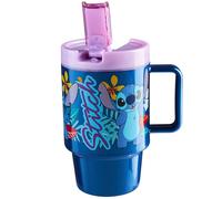 Get Trend Disney Stitch Botella Agua Niños con Tapa, Pajita y Asa, 500ml, Vaso Plastico Infantil Colegio, Deportes y Viajes, Libre de BPA, Reutilizable (Azul Stitch)