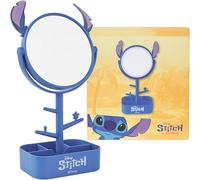 Get Trend Disney Stitch Espejo Tocador Maquillaje Niña con Bandeja Joyas y Soporte Accesorios, Espejo Redondo Decorativo con Orejas 3D, Regalo Original (Azul Stitch)