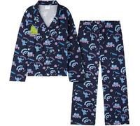 Get Trend Disney Stitch Pijama Invierno Niña y Adolescente, Ropa de Dormir con Camiseta Botones y Pantalón Largo, Regalo Original (11-12 Años, Azul Stitch)