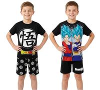 Get Trend Dragonball Z One Piece Pijama Niño Verano, 7-14 Años, 2 Pack, Conjunto de Camiseta Manga Corta y Pantalones Cortos, Cómodo y Transpirable, Regalos Niño (13-14 Años, Negro/Multi Dragon Ball)