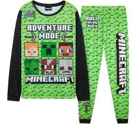 Get Trend Fortnite Pijama Niño Manga Larga, Conjunto Pijama para Niños y Adolescentes, Lounge Set Cálido, Ropa de Dormir, Regalo Gamer (9-10 Años, Verde Minecraft)