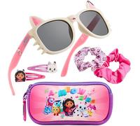 Get Trend Gabbys Dollhouse Set Gafas de Sol Niña con Protección UV y Accesorios para el Pelo con Bolsa Pequeña Coleteros Pelo Horquillas Pelo (Rosa Gabby’s Dollhouse)
