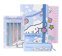 Get Trend Hello Kitty Cinnamoroll Libreta con Estuche Boligrafos Bonitos Pegatinas Kawaii Set Papeleria Niña Material Escolar (Azul Cinnamoroll)