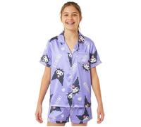 Get Trend Hello Kitty Pijama con Botones Niña, Kuromi Cinnamoroll Ropa de Verano con Camiseta Manga Corta y Pantalones Cortos, Regalos para Niñas (11-12 Años, Morado Kuromi)
