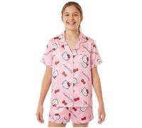 Get Trend Hello Kitty Pijama con Botones Niña, Kuromi Cinnamoroll Ropa de Verano con Camiseta Manga Corta y Pantalones Cortos, Regalos para Niñas (13-14 Años, Rosa Hello Kitty)