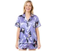 Get Trend Hello Kitty Pijama Corto Mujer, Kuromi Cinnamoroll Conjunto 2 Piezas con Camisa de Botones y Pantalones Cortos, Regalos Mujer (M, Morado Kuromi)