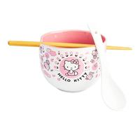 Get Trend Hello Kitty Sanrio Bol Ramen 600ml con Palillos y Cuchara, Juego 3 Piezas Cuencos Ceramica Japonés para Sopa Fideos Noodles, Regalos Hogar (Multi Hello Kitty)