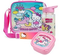 Get Trend Hello Kitty Sanrio Bolsa Termica Porta Alimentos Set, 3 Piezas Botella de Agua y Bento Box Fiambrera con Compartimentos, Sin BPA, para Colegio, Guarderia y Viajes