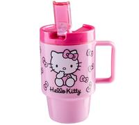 Get Trend Hello Kitty Sanrio Botella Agua Niños con Tapa, Pajita y Asa, 500ml, Vaso Plastico Infantil Colegio, Deportes y Viajes, Libre de BPA, Reutilizable (Rosa Hello Kitty)
