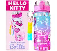 Get Trend Hello Kitty Sanrio Decora tu Propia Botella Agua Niña Adolescente con Kit Manualidades 550ml Libre de BPA, Artesanías Gemas Stickers Llavera (Multi Hello Kitty)