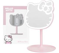 Get Trend Hello Kitty Sanrio Espejo Maquillaje con Luz LED, Diseño Redondo con Base Desmontable, Funciona con Pilas, Espejo Tocador Portátil, Regalos Anime (Rosa/Hello Kitty)