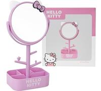Get Trend Hello Kitty Sanrio Espejo Tocador Maquillaje Niña con Bandeja Joyas y Soporte Accesorios, Espejo Redondo Decorativo con Orejas 3D, Regalo Original (Rosa Hello Kitty)