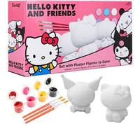 Get Trend Hello Kitty Sanrio Kit Pinturas y Manualidades para Niños, 3 Figuras de Escayola para Pintar, 12 Pinturas, 3 Pinceles, DIY Set de Arte (Multi Hello Kitty)