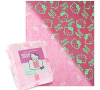 Get Trend Hello Kitty Sanrio Manta Que Brilla en la Oscuridad 130x150cm para Niños y Adultos, Ideal para Cama o Sofá, Diseño Decorativo, Regalo Original (Rosa Hello Kitty)
