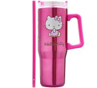Get Trend Hello Kitty Sanrio Vaso Termico Pajita y Tapa 940ml, Taza Acero Inoxidable Doble Pared, Botella Libre BPA Niños Adultos Reutilizable (Pink Hello Kitty)
