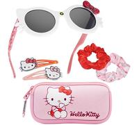 Get Trend Hello Kitty Set Gafas de Sol Niña con Protección UV y Accesorios para el Pelo con Bolsa Pequeña Coleteros Pelo Horquillas Pelo (Rosa Hello Kitty)