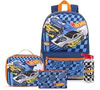 Get Trend Hot Wheels Mochila Infantil 4 Piezas, Mochila Escolar, Botella Agua 500 ml, Estuche Escolar y Lonchera Niño Aislante (Multi Hot Wheels)
