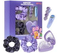 Get Trend KPop Demon Hunters Accesorios Pelo Niña y Adolescente, Set 5 Piezas con Cepillo con Espejo, Pinzas y Coleteros Niña, Cepillo Pelo Plegable para Viaje, Escuela y Uso Diario, Regalo Anime