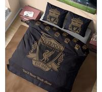 Get Trend Liverpool FC Funda Nórdica Cama Doble con Funda de Almohada, Diseño Reversible, Ropa de Cama Niños Adultos, 200 × 200 cm (Negro Liverpool, Double)