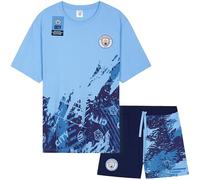 Get Trend Manchester City F.C. Pijama Hombre Verano Conjunto de Pijama Futbol Corto Suave Ropa de Dormir Algodon Regalo para Él (XL, Azul Man City)