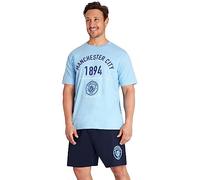 Get Trend Manchester City F.C. Pijama Hombre Verano Conjunto de Pijama Futbol Corto Suave Ropa de Dormir Algodon Regalo para Él (XL, Azul/Azul Marino Man City)