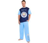 Get Trend Manchester City FC Pijama Futbol Hombre, S-3XL, Conjunto de Camiseta Manga Corta y Pantalón Largo, Regalo Hombre (3XL, Azul Man City)