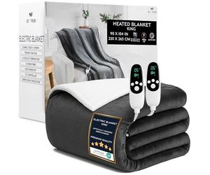 Get Trend Manta Electrica King 230x265 cm con 9 Niveles, Temporizador 12h y Protección contra Sobrecalentamiento, Manta Invierno para Cama, Sofá (Gris Dark, King EU)