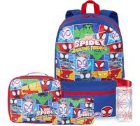 Get Trend Marvel Spiderman Mochila Escolar Niño 4 Piezas, Grande Mochila 46cm con Botella Agua 500 ml, Estuche Escolar y Bolsa Térmica Colegio (Azul/Multi Spidey)