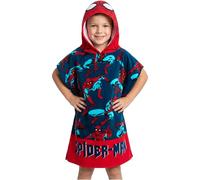 Get Trend Marvel Spiderman Toallas de Baño Playa y Piscina Toalla Capucha Niño Poncho Toalla Cambio de Bata Infantil Adolescente Suave y Absorbente (Rojo/Azul Spiderman, 10-13 Años)