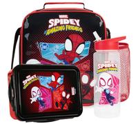 Get Trend Marvel Spidey Bolsa Termica Porta Alimentos Set, 3 Piezas Botella de Agua y Bento Box Fiambrera con Compartimentos, Sin BPA, para Colegio, Guarderia y Viajes (Negro/Multi Spidey)