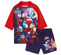 Get Trend Marvel Spidey Conjunto de Bañador Niño Bañador Natacion Adolescente Set de Baño 2 Piezas Camiseta y Pantalones Cortos (5-6 Años, Azul Marino Spidey)
