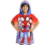 Get Trend Marvel Spidey Toalla Playa con Capucha Toalla Poncho Niño Niña Piscina Playa Poncho Toallas Baño Algodon Absorbente (Spidey Azul/Rojo, 4-9 Años)