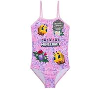Get Trend Minecraft Bañador Niña Traje de Baño Natación de Pieza Única para Piscina y Playa Cómodo Bañadores de Natación Niña (13-14 Years, Rosa Minecraft)